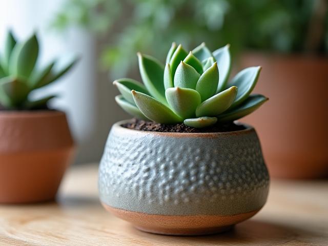 Petit pot en céramique texturée pour succulente
